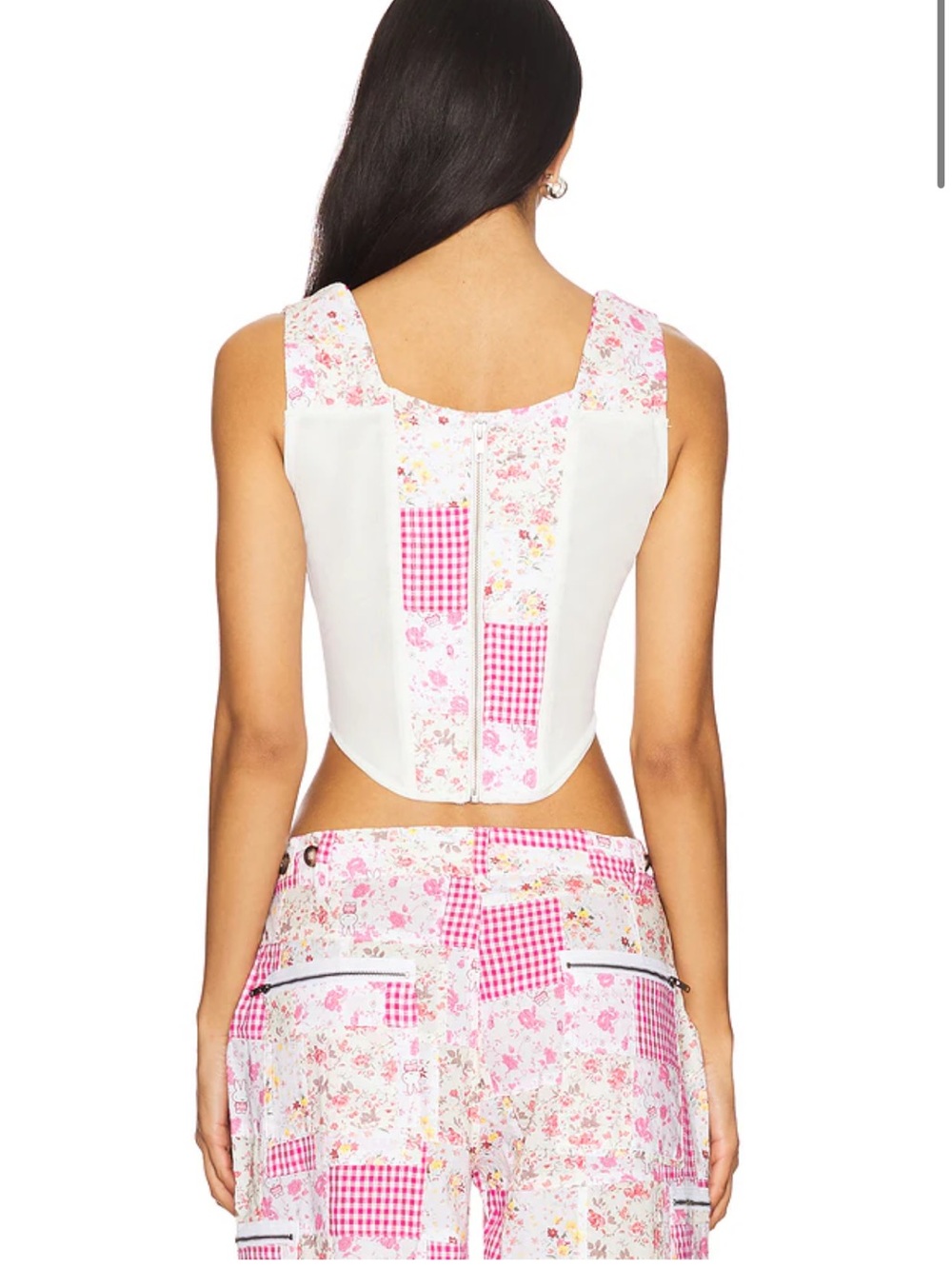NWT Guizio Mina Patchwork Corset in Pink Multi - Picture 2 of 5